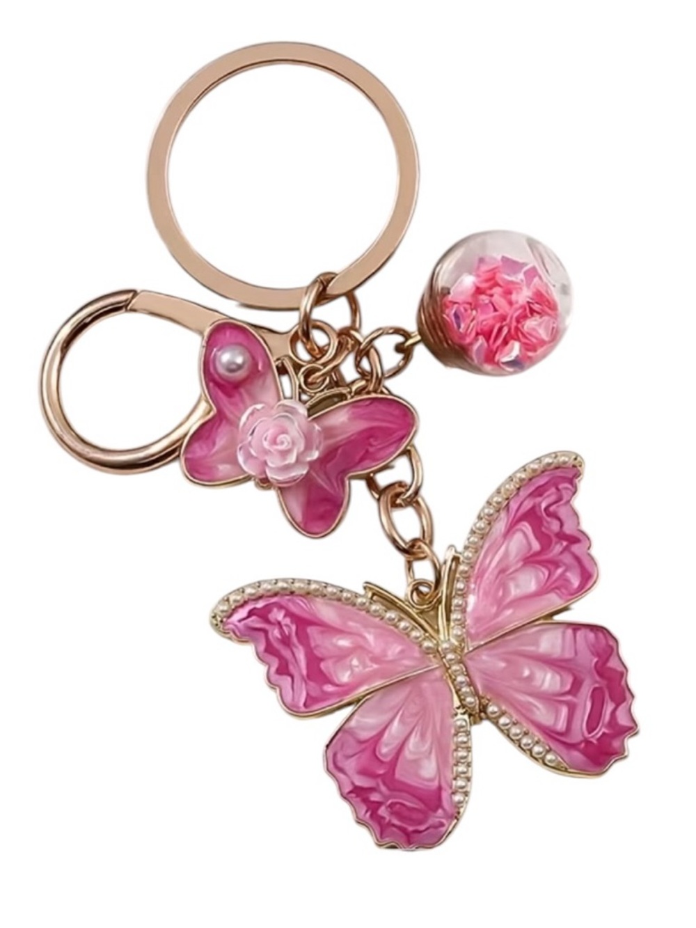 pink butterfly bag charm